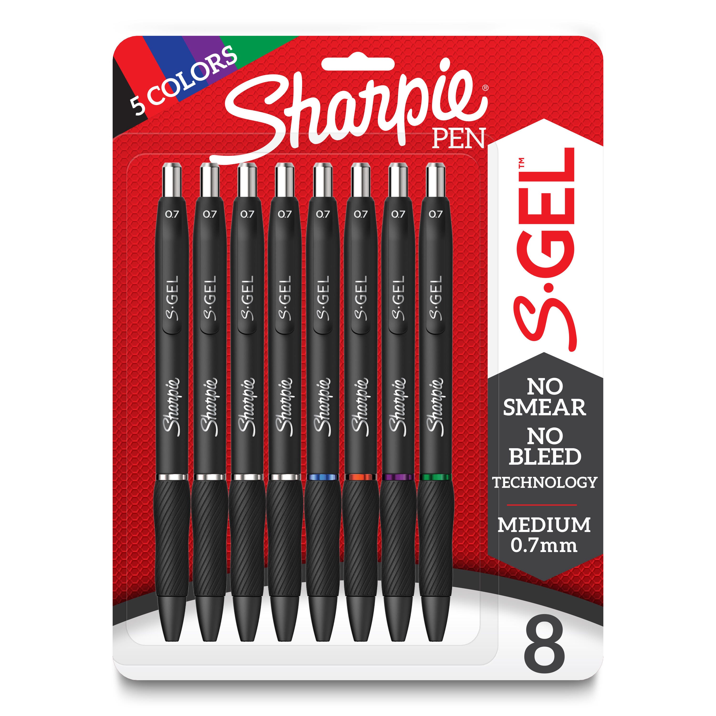 Sharpie S-Gel Pens, Medium Point, 0.7 mm, Assorted Colors, Set of 8 2047946