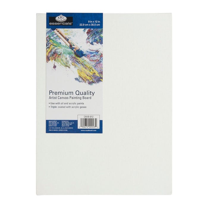 Royal Brush Essentials Canvas Board, White, 9 Inches x 12 Inches