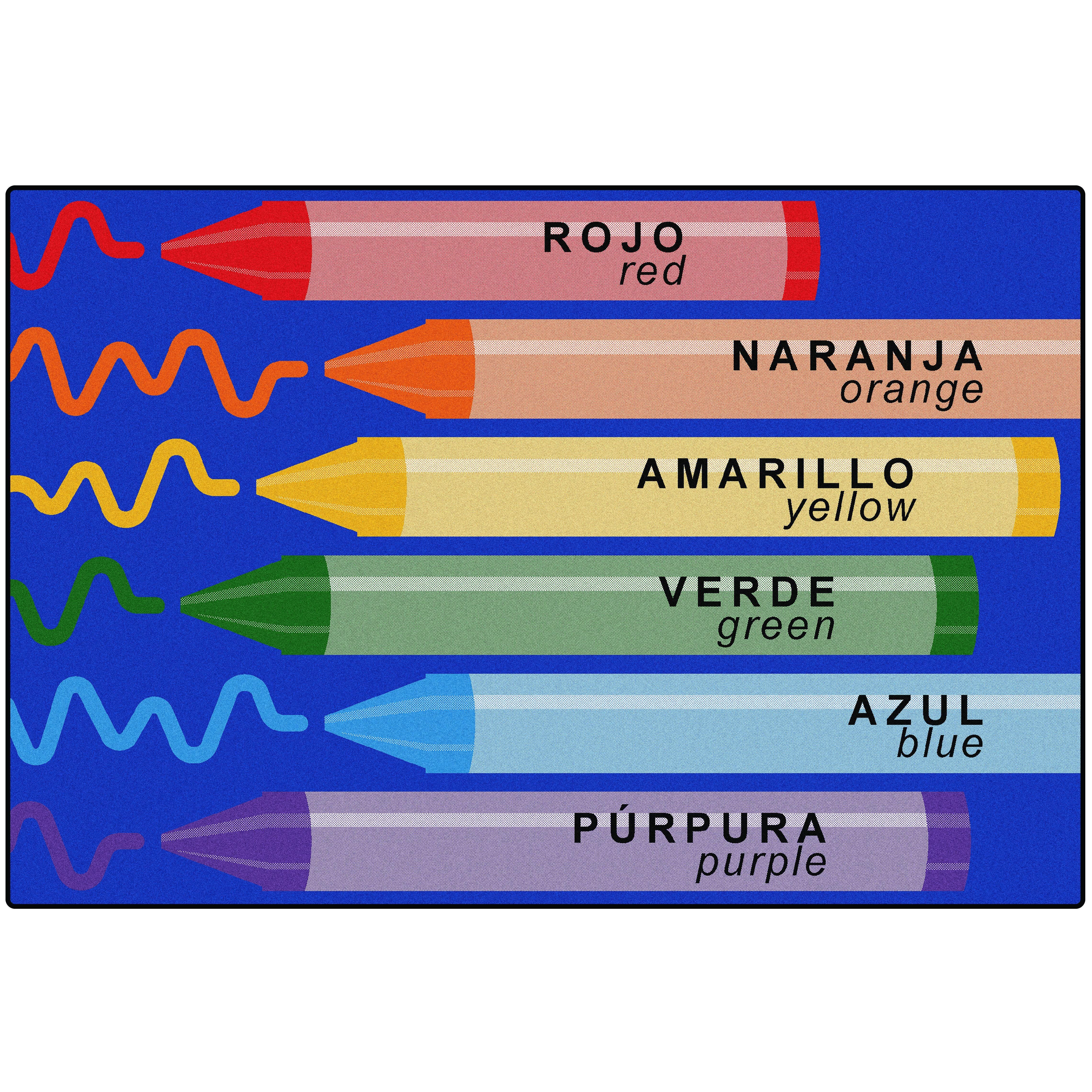 Carpets for Kids Premium Bilingual Crayons Carpet, Rectangle