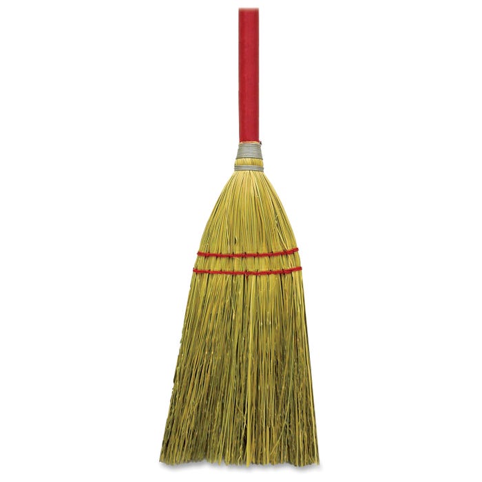 Genuine Joe Lobby Broom, Corn Fibers, 24 Inch Handle, Pack of 12
