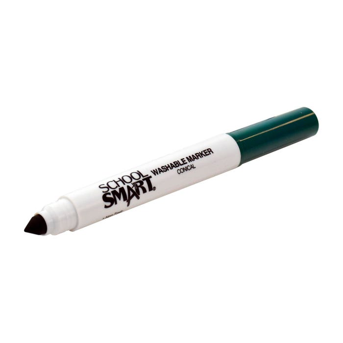 School Smart Washable Art Markers, Conical Tip, Green, Pack of 12