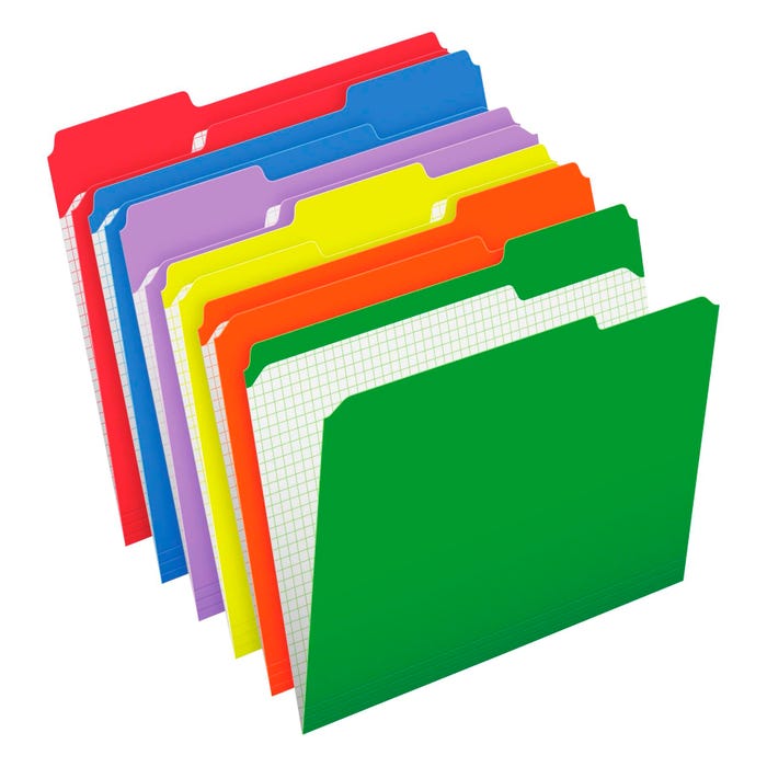 Pendaflex Reinforced File Folder, Letter Size, 1/3 Cut Tabs, Assorted Colors, Set of 100