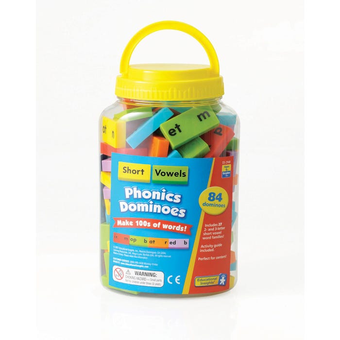 Educational Insights Short Vowel Phonics Dominoes, 84 Pieces