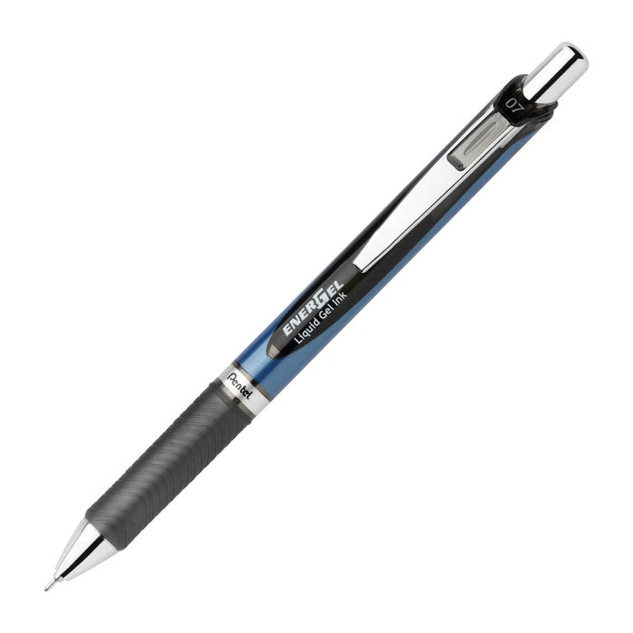 Pentel EnerGel Refillable Retractable Gel Pen, 0.7 mm Needle Tip, Black Ink/Barrel