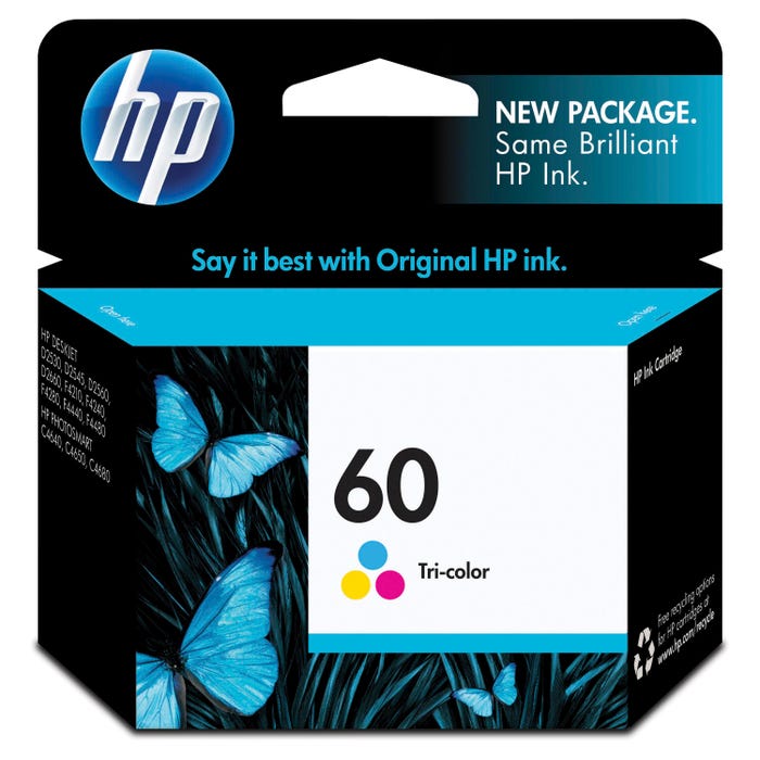 HP 60 Ink Cartridge, CC643WN, Tri-Color