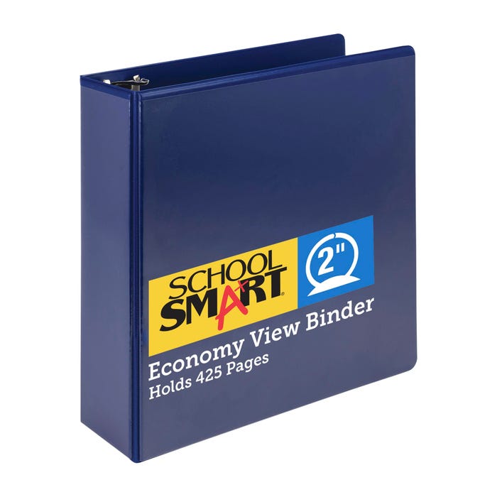 School Smart Round Ring View Binder, Polypropylene, 2 Inches, Blue