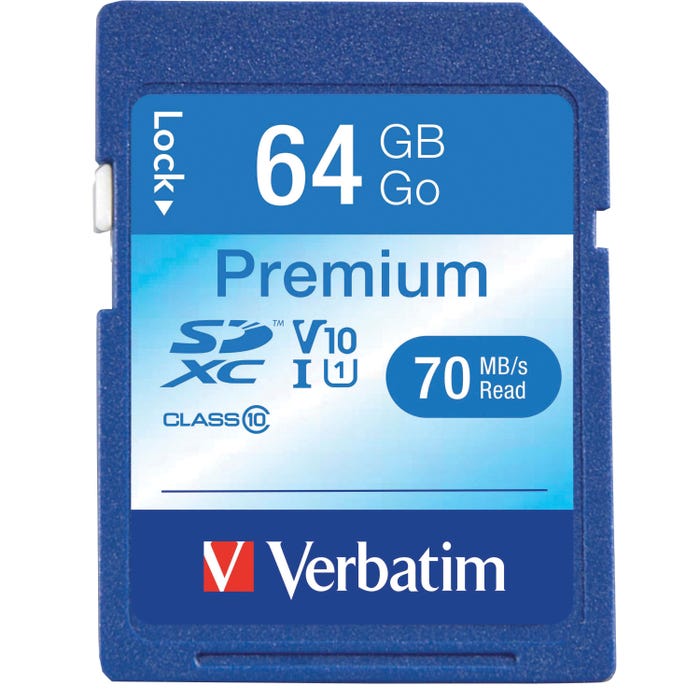 Verbatim Premium SDXC Memory Card, 64 GB