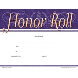 Achieve It! Honor Roll Recognition Awards, Fill in the Blank, 11 x 8-1/2 Inches, Pack of 25, Item Number 2105085