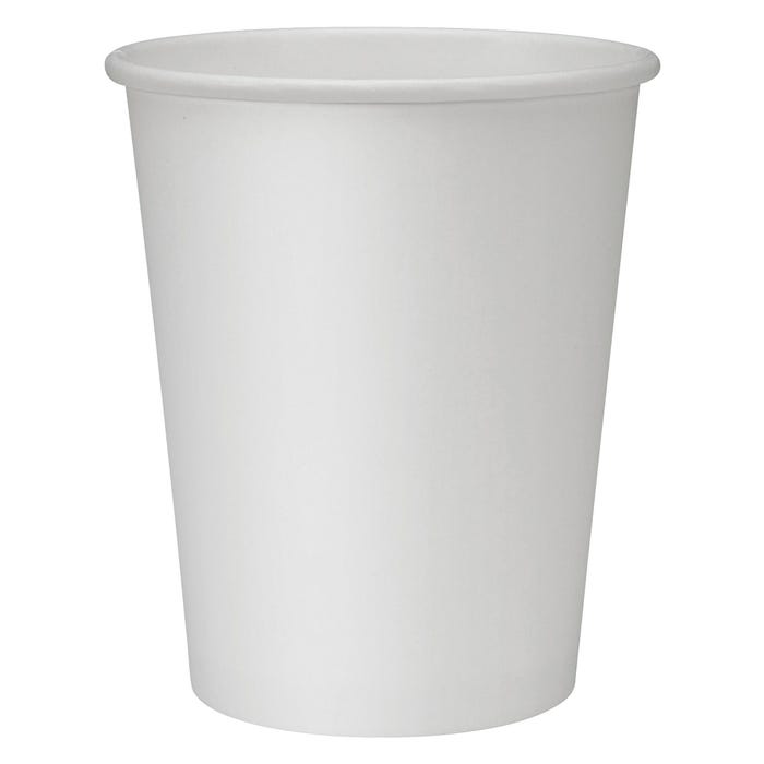 Genuine Joe Disposable Single Wall Hot Cup, 8 oz, Polyurethane Lined/100% Virgin, White, Pack of 50