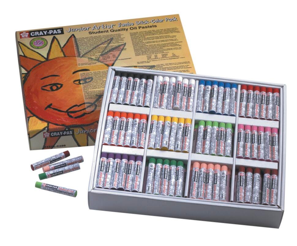 Sakura Cray-Pas Junior Artist Oil Pastels Colorpack, Jumbo Size, 12-Assorted Colors, Set of 288 247933
