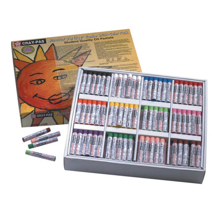 Sakura Cray-Pas Junior Artist Oil Pastels Colorpack, Jumbo Size, 12-Assorted Colors, Set of 288
