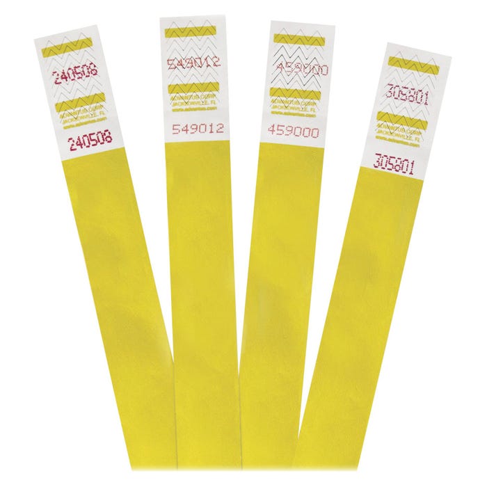 Advantus 500-Pack Tyvek Colored Wrist Bands -- Wrist Band, Numbered, 3/4"x9-3/4", 500/PK, Yellow