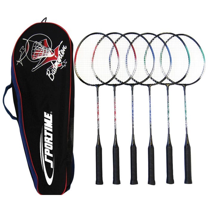 Sportime Replacement Badminton Racquets, 26 Inches, Assorted Colors, Set of 6
