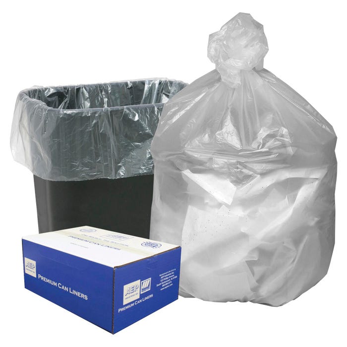 Webster Industries High Density Can Liner, 16 Gallon, Resin, Natural, Case of 1000