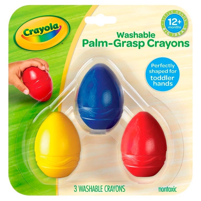 Crayola Washable Palm-Grasp Crayons, Assorted Colors, Set of 3