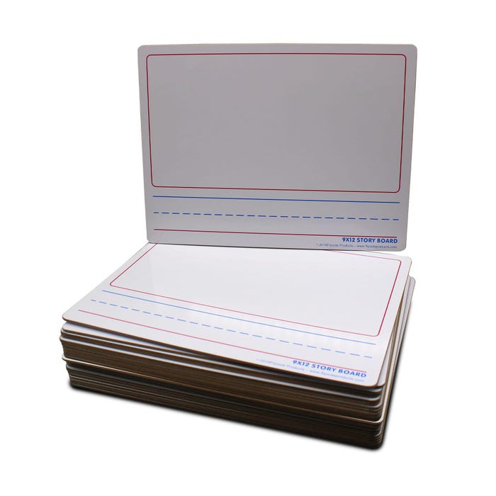 Flipside Two-Sided Dry Erase Boards, Story Lines, 9 x 12 Inches, Set of 24