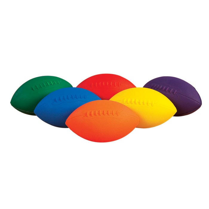 FlagHouse Flying Colors Foam Footballs, Youth Size, Assorted Colors, Set of 6