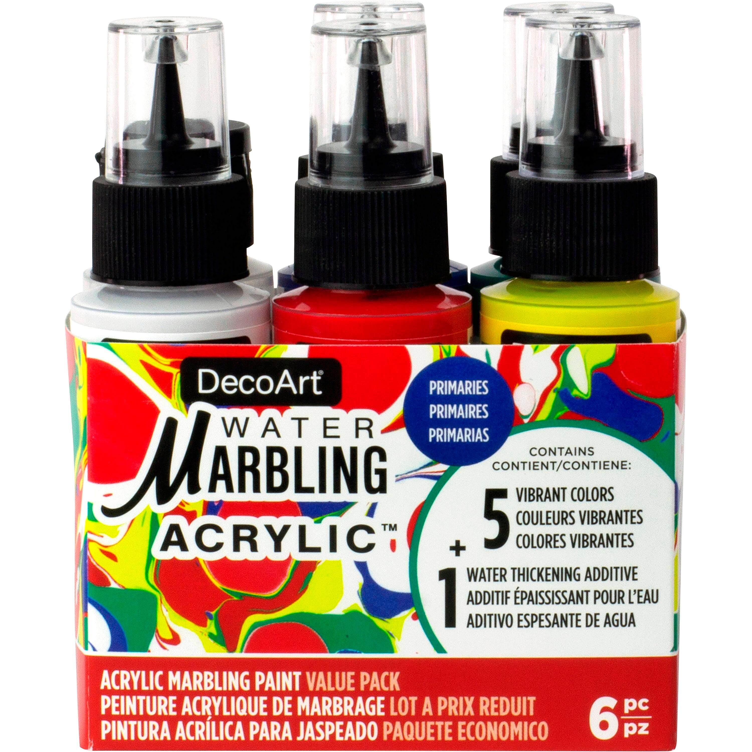 DecoArt Water Marbling Acrylics, Assorted Primary Colors, Set of 6 Item Number 2135318