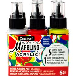 DecoArt Water Marbling Acrylics, Assorted Primary Colors, Set of 6 Item Number 2135318