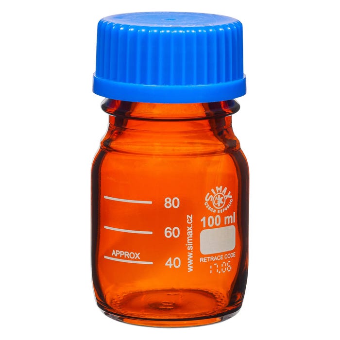 United Scientific Media & Storage Bottles, Amber Glass, 100 Milliliters, Pack of 10