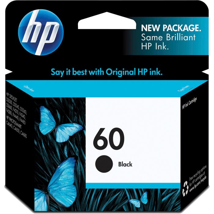 HP 60 Ink Cartridge, CC640WN, Black