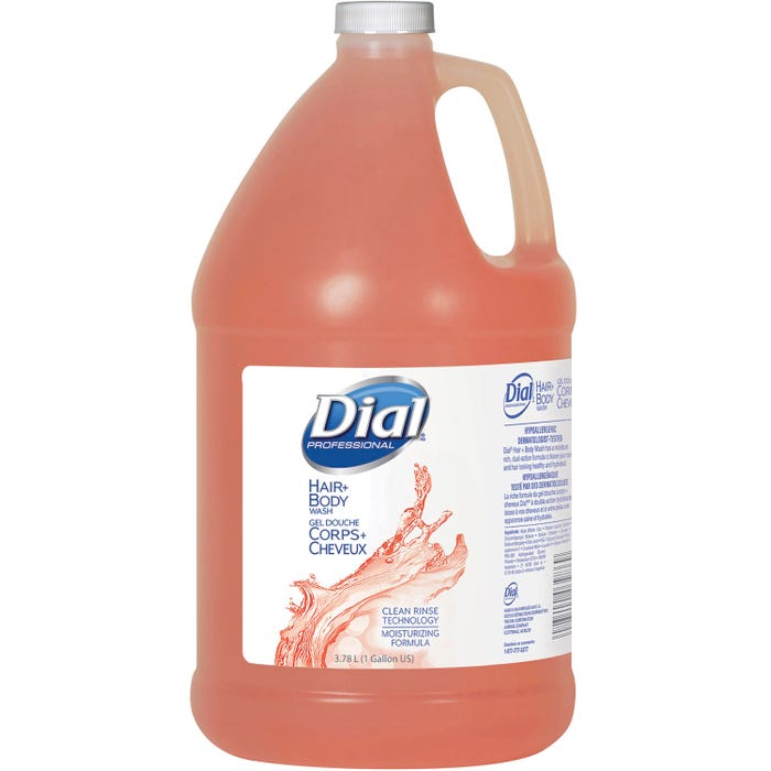 Dial Professional Hair & Body Wash, 1 Gallon, Peach Scent, Pack of 4