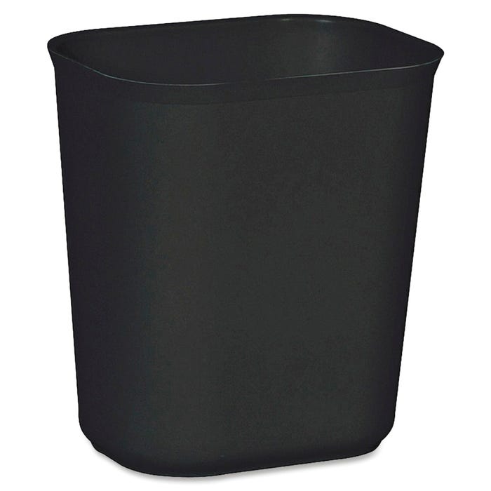 Rubbermaid Fire-Resistant Seamless Rectangle Waste Basket, 14 Quart, Fiber Glass, Black