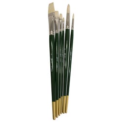 Sax Olympia Interlocked Hog Hair Bristle Paint Brushes Long, Assorted Sizes, Set of 6 411569
