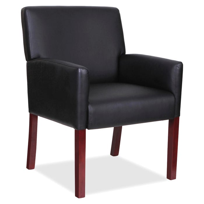 Lorell Full-sided Arms Leather Guest Chair, 24 x 25 x 35-1/2 Inches, Black