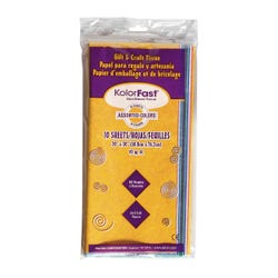 Kolorfast Non-Bleeding Art Tissue Paper, 20 x 30 Inches, Assorted Colors, Pack of 10 214941