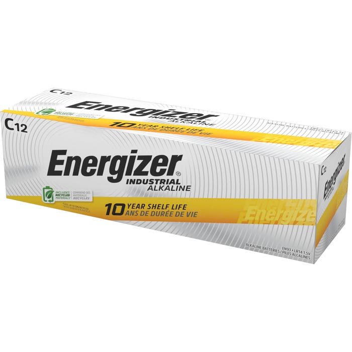 Energizer Industrial Alkaline C Batteries, Pack of 12