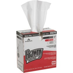 Georgia Pacific Brawny Premium Heavy Duty Industrial Wipe, Cloth, White, Pack of 100