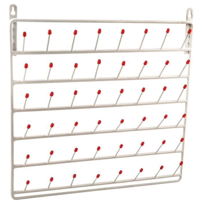 Eisco Labs Wall Mountable Draining Rack, Vinyl Coated Steel, 48 Pegs