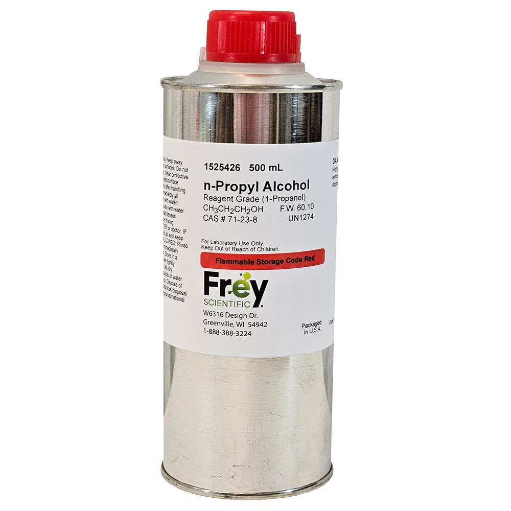 Frey Scientific Propanol, 500 mL, Clear, Reagent Grade 1525426