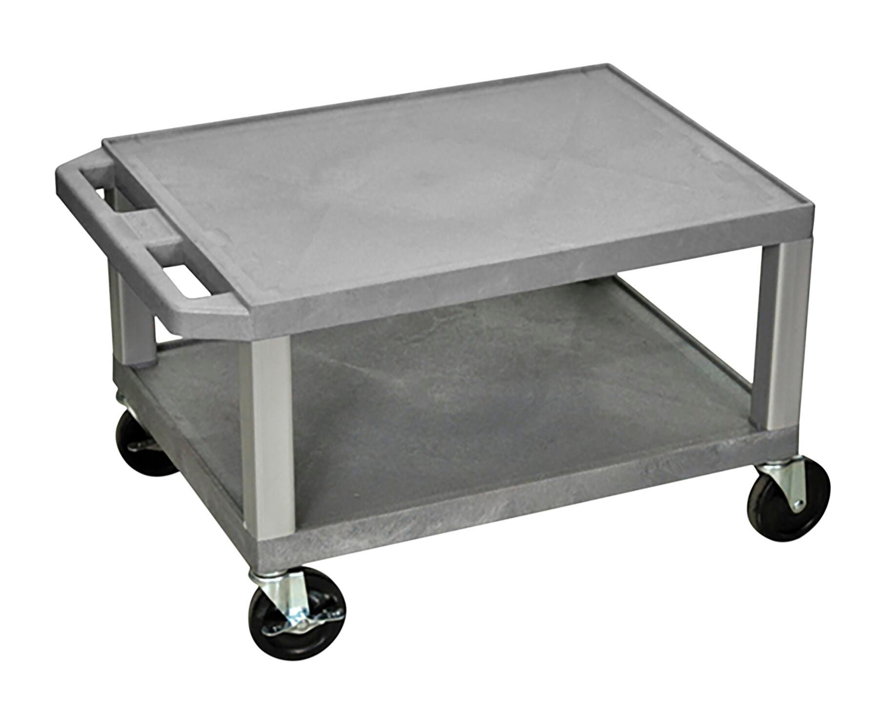 Image for Luxor 2-Shelf Tuffy Cart with Power, Gray Shelves, Nickel Legs, 24 x 18 x 16 Inches from School Specialty
