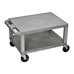 Image for Luxor 2-Shelf Tuffy Cart with Power, Gray Shelves, Nickel Legs, 24 x 18 x 16 Inches from School Specialty