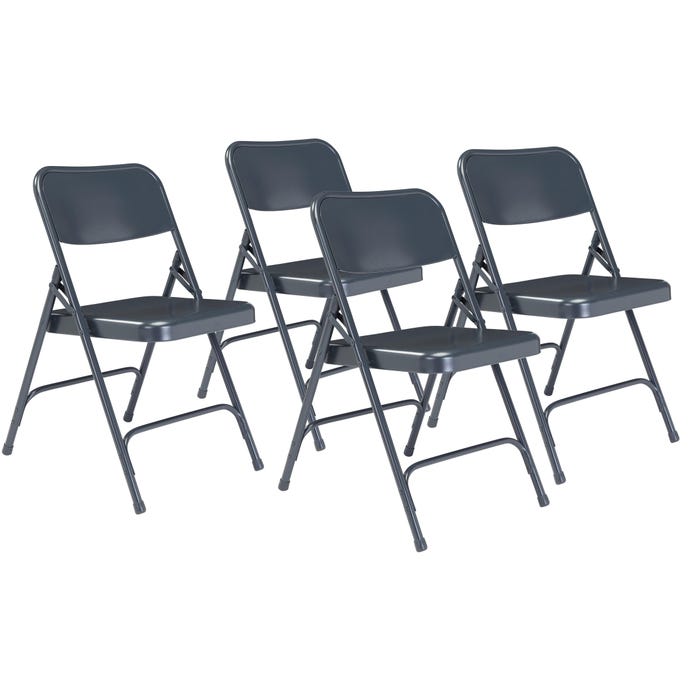 National Public Seating 200 Premium Folding Chair, 17-1/4 x 20-1/4 x 29-1/2 Inches, Steel Frame, Char Blue, Set of 4