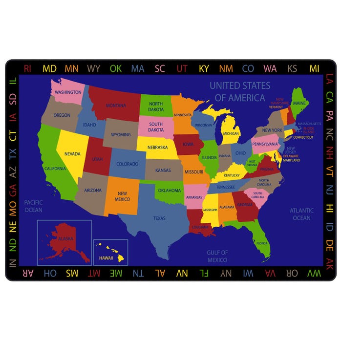 Childcraft Geography United States of America Carpet, Rectangle