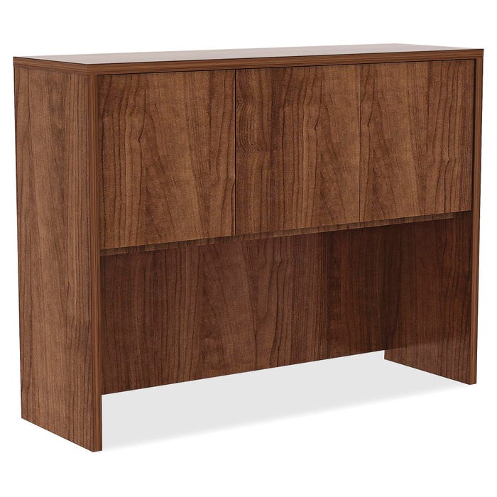 Lorell Laminate Hutch With Doors, 48 x 15 x 36 Inches, Walnut
