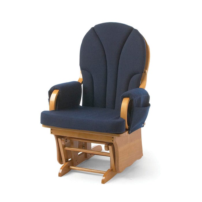 Foundations Adult Lullaby Glider Rocker with Navy Seat, 25-1/2 x 27 x 41 Inches, Natural/Blue