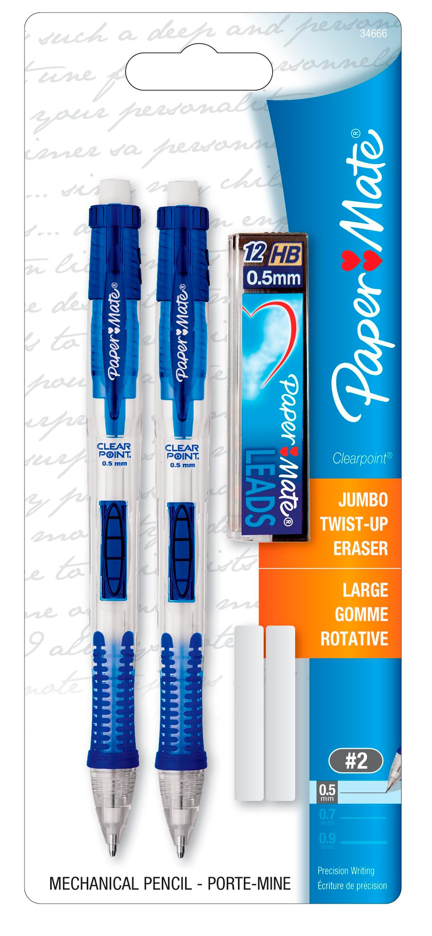 Image for Paper Mate Clearpoint Mechanical Pencil Set, 0.5 mm, HB No 2 Lead, 5 Pieces from School Specialty