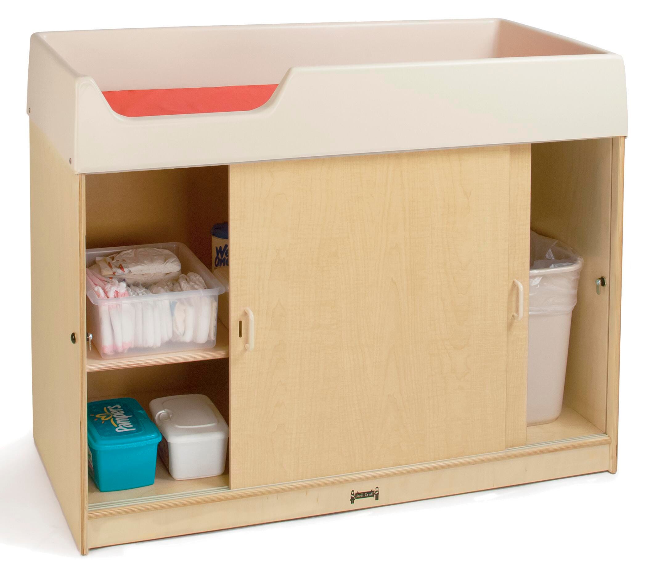 Jonti-Craft Lockable Changing Table, Plastic Rail, 48-1/2 x 23-1/2 x 38-1/2 Inches, Item Number 1467761