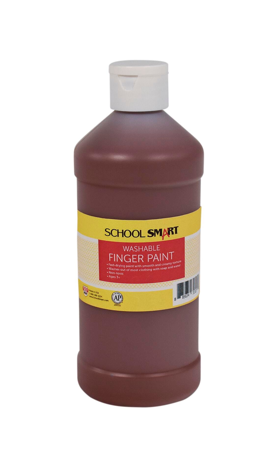 School Smart Washable Finger Paint, Brown, 1 Pint Bottle Item Number 2002421