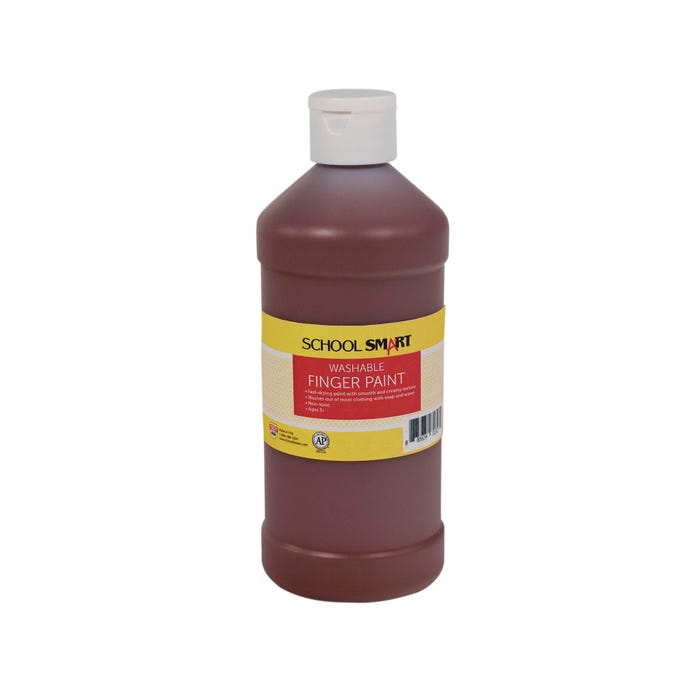 School Smart Washable Finger Paint, Brown, 1 Pint Bottle