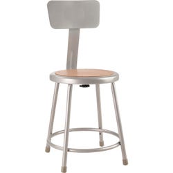 National Public Seating Heavy Duty Steel Stool With Backrest, 18 Inch, Gray 622281