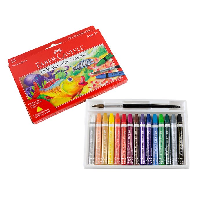 Faber-Castell Watercolor Crayon, Assorted Color, Set of 15