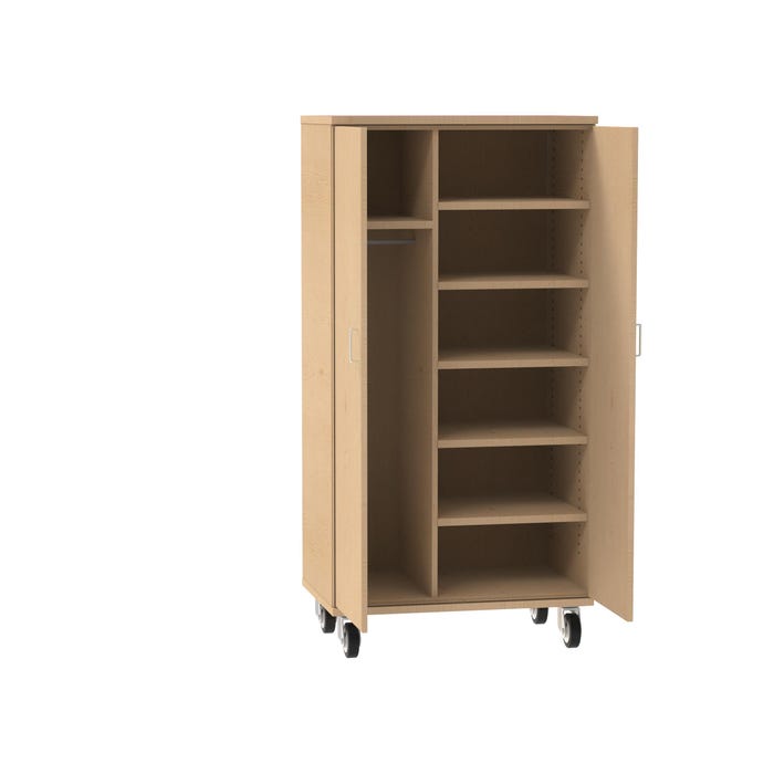 WB Manufacturing Replay Mobile Transporter Wardrobe Storage with Vertical Divider, 6 Shelves