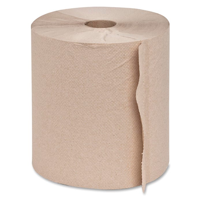 Genuine Joe Embossed Hardwound Roll Towel, 2 Inch Core, Bronze, Pack of 6