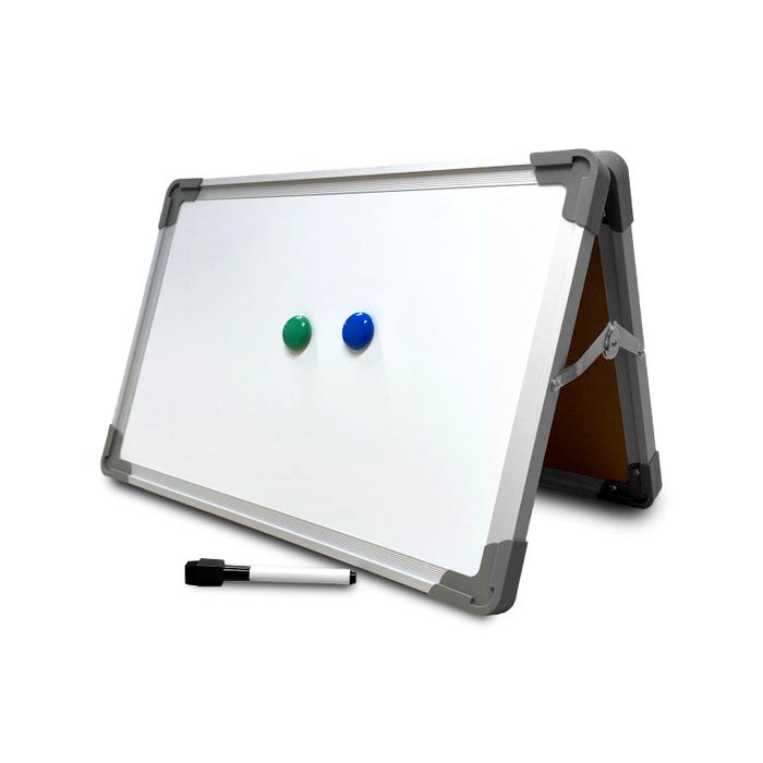 Flipside Dry Erase Board Magnetic Desktop Easel, 20 x 16 Inches, Double-Sided, White
