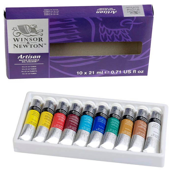 Winsor & Newton Artisan Water Mixable Oil Colors, Assorted Colors, 0.71 Ounces, Set of 10